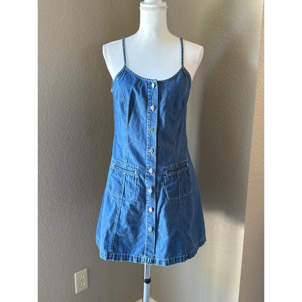 Dockers Blue Denim Button-Front Mini Dress